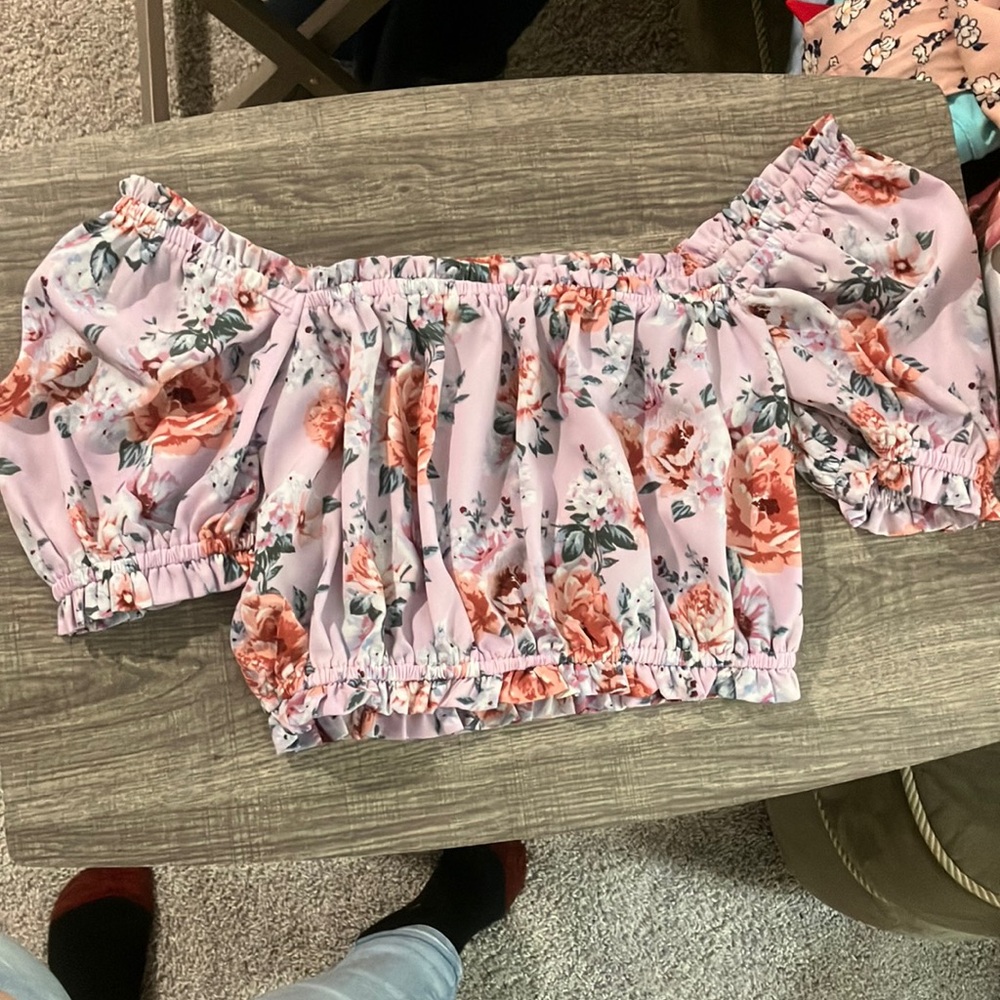 $5 Floral Off Shoulder Crop Top